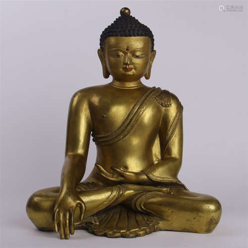 CHINESE GILT BRONZE SEATED BUDDHA