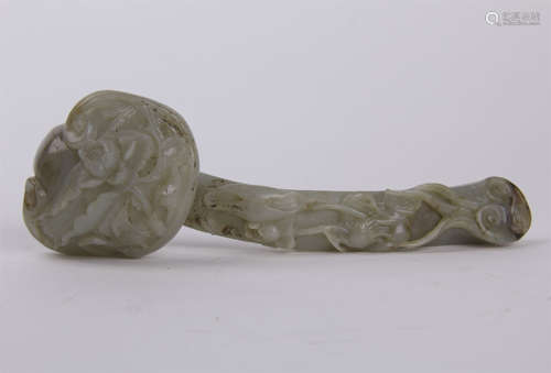 CHINESE CELADON JADE RUYI SCEPTER