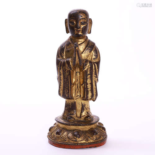 CHINESE GILT BRONZE STANDING BUDDHA