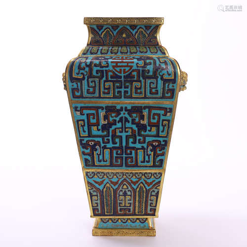 CHINESE CLOISONNE SQUARE VASE