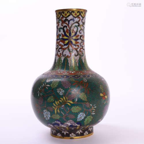 CHINESE CLOISONNE FLOWER TIANQIU VASE