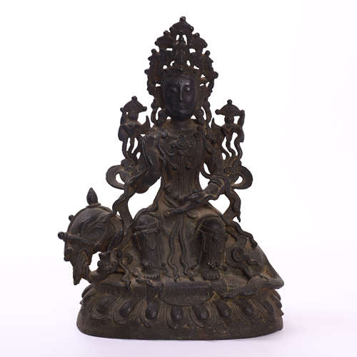 CHINESE BRONZE SEATED GUAN