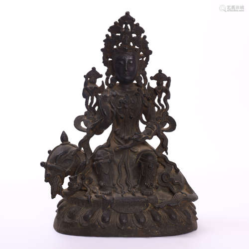 CHINESE BRONZE SEATED GUAN