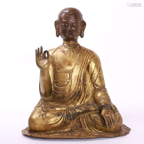 CHINESE GILT BRONZE SEATED BUDDHA