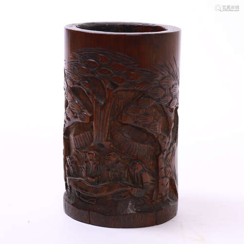 CHINESE BAMBOO CARVED BRUSH POT