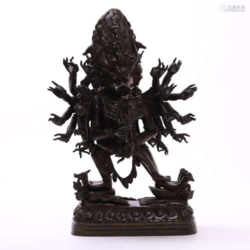 TIBETAN BRONZE STANDING YAMANTAKA