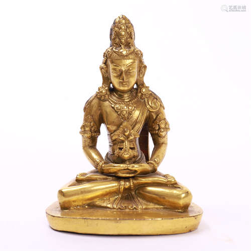 TIBETAN GILT BRONZE SEATED BUDDHA