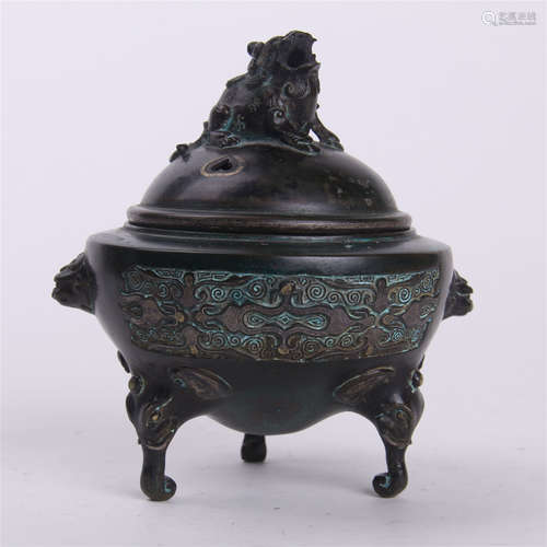 CHINESE BRONZE LIDDED CENSER