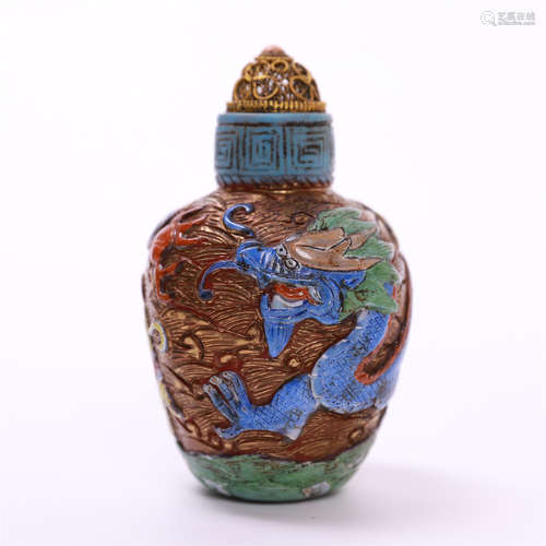 CHINESE PLEOCHROMATIC PEKING GLASS SNUFF BOTTLE