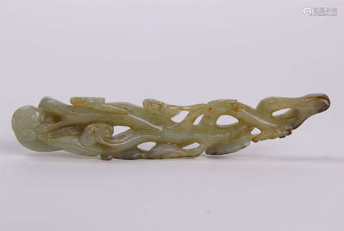 CHINESE JADE CARVED BRUSH HOLDER