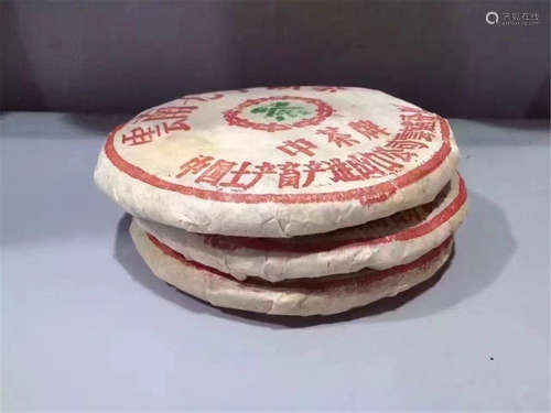 THREE PIECES OF CHINESE PU'ER BRICK TEA Y2000 1 KG