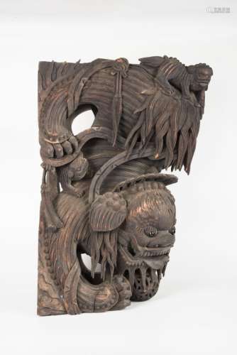 Qing, A Pair of Large Carved Lion