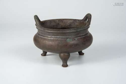 Qing, Bronze Tripod Censer Xuande Mark