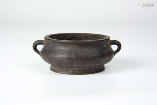 Qing, A Small Bronze Censer with Qilin Handles