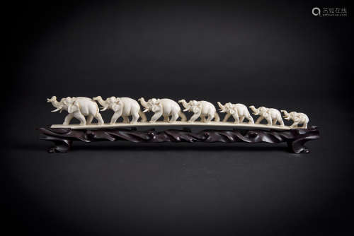 Ivory Carving of Elephant Herd