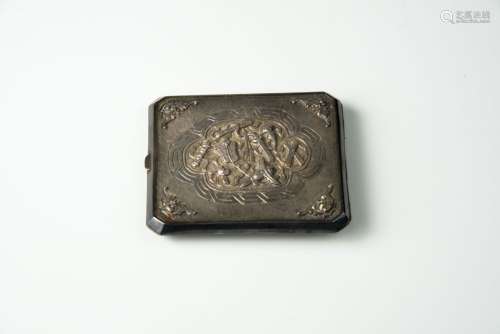 Republic Period, A Silver Cigarette Box with Figures with Eight Treasures