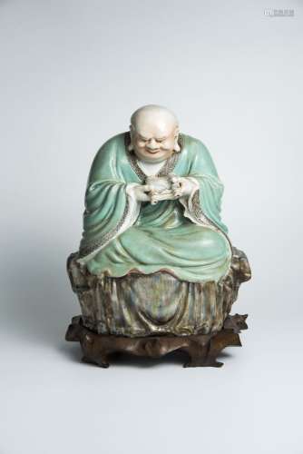 A Painted Pottery Figure of LuohanMark