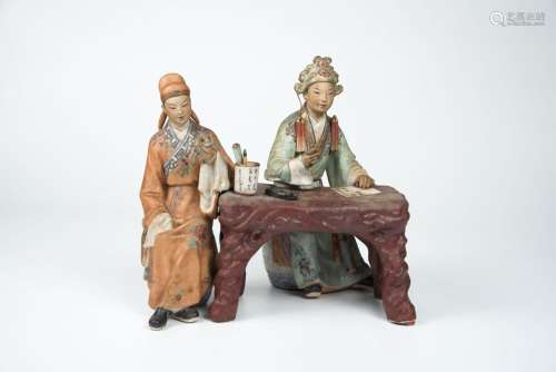 Porcelain Figures of the Butterfly Lovers at Study