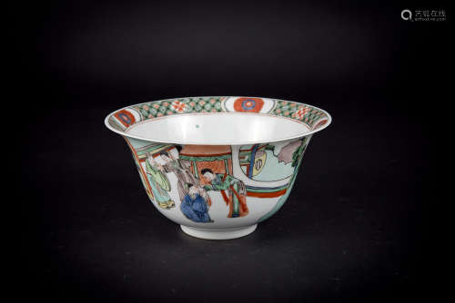 Qing, Wucai Figural Bowl