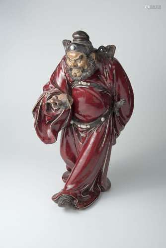 Shiwan Pottery Figure of Zhong KuiMark of Liu Zemian