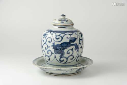 Late Ming, Blue and White Lion Jar