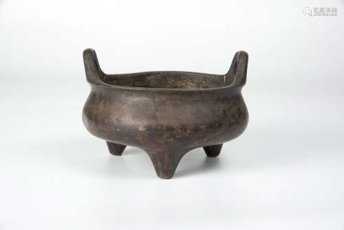 Qing, Bronze Censer with Loop Handles