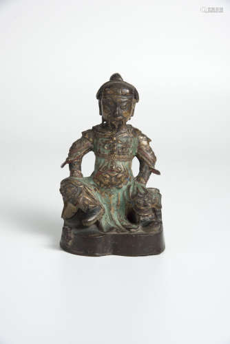 A Gilt-Lacquer And Polychrome Bronze Figure Of Guandi Ming
