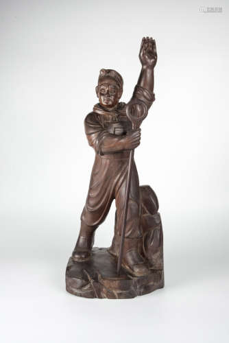 Revolutionary Period, Wood Carved Figure of Steel Worker
