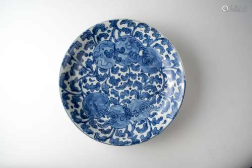 Kangxi, Blue and White Citron Plate