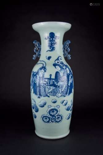 Qing, Pea-green Figural Vase