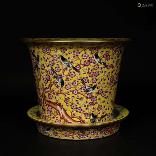 Chinese 19th c. Porcelain Planter with Under-plate