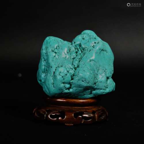 A Chinese turquoise with stand