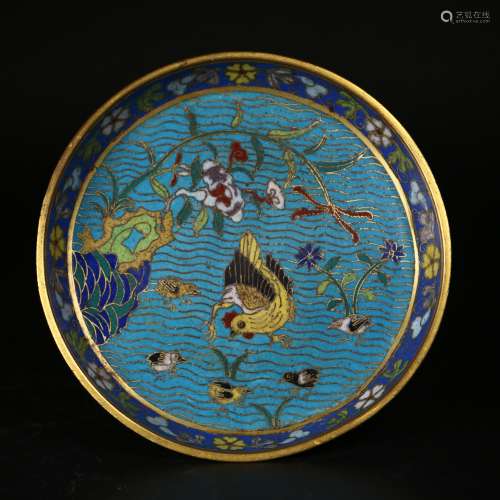 A Chinese cloisonné enameled dish,Qing dynasty