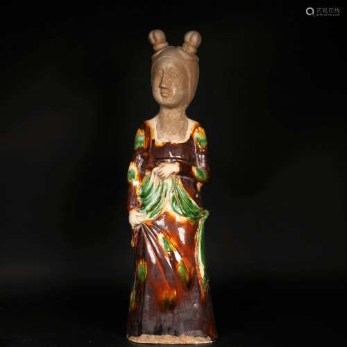 Chinese Sancai-Glazed Pottery Lady Figure
