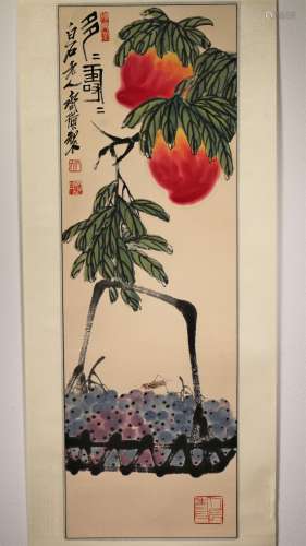 A Chinese Watercolor Painting, Signed Qi Bai Shi