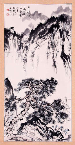 CHINESE SCROLL PAINTING OF MOUNTAIN VIEWS