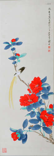 CHINESE SCROLL PAINTING OF BIRD AND FLOWER