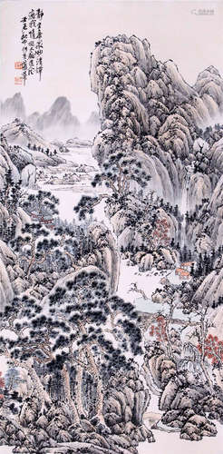 CHINESE SCROLL PAINTING OF MOUNTAIN VIEWS