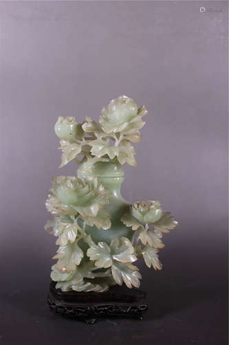 Chinese Jade Carving of a Flower Vase