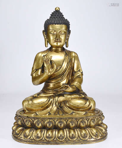 Chinese Gilt Bronze Shi Jia Mo Ni