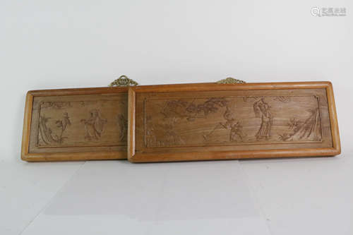 Pair of Chinese Wood Panels