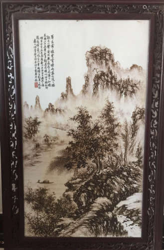 Chinese Ink/Color Porcelain Plaque