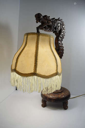 Chinese Antique Hand Carved Table Lamp