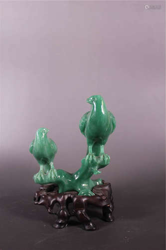 Chinese Hardstone Carving of Two Birds