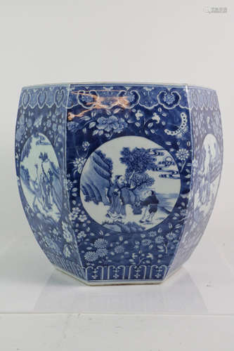 Chinese Kang Xi Hexagon Blue and White Planter