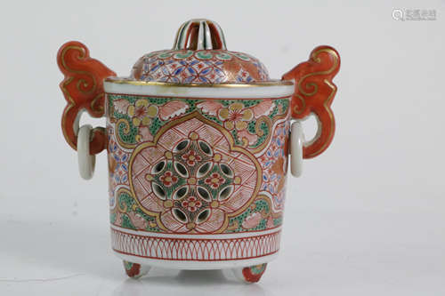 19th C. Japanese Coral red Glaze Burner