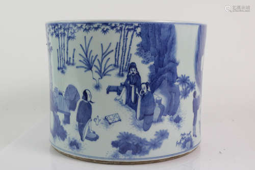 Chinese Blue and White Large Brush Pot