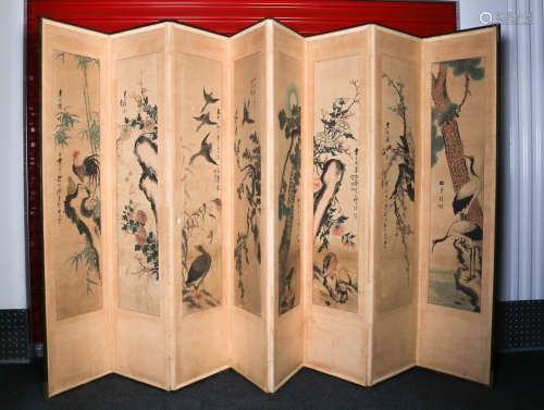 Chinese Republic Period 8 Panes Screen Flowers