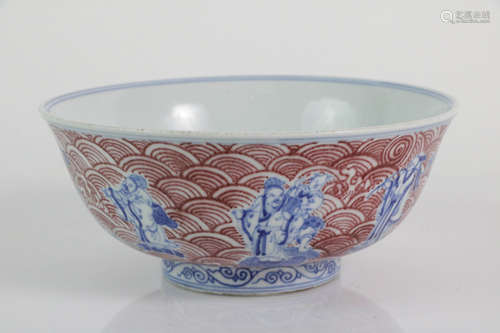 Chinese Blue and White Copper Red Bowl