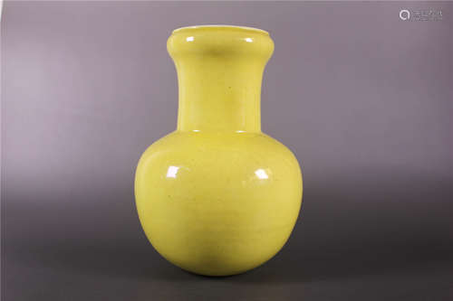 Chinese Yellow Glazed Long Neck Vase